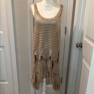 VENUS Tan Crochet Coverup with Chic Design Size XL